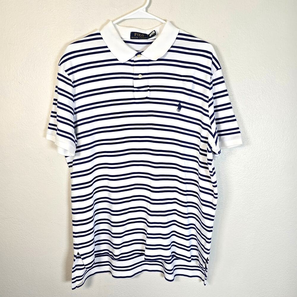 Polo Ralph Lauren Polo Shirt Men's XL Blue Stripe Country Club Old Money Casual